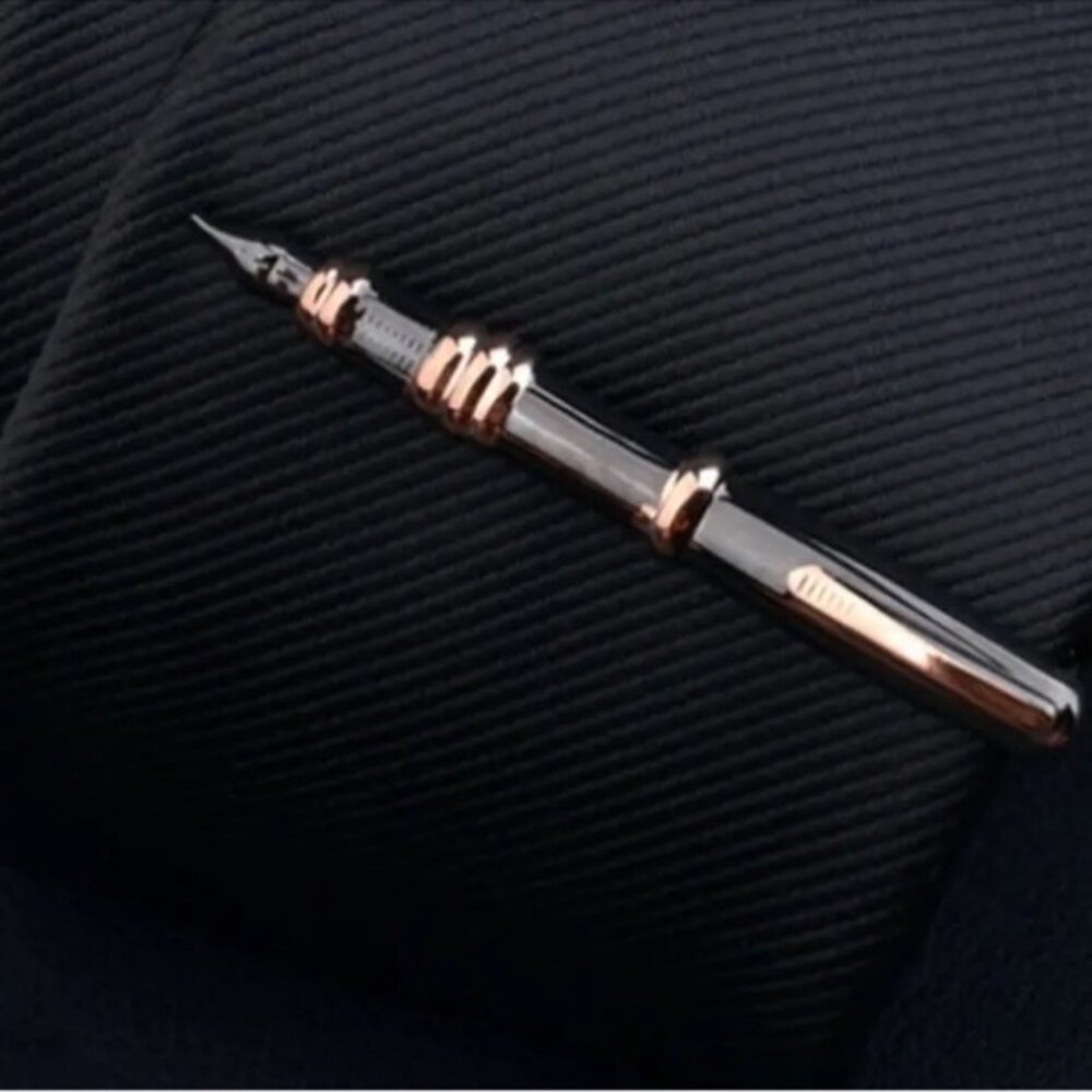 Tie Clip Pen Classic Tie Pin Yellow and Black Metal Tie Clip